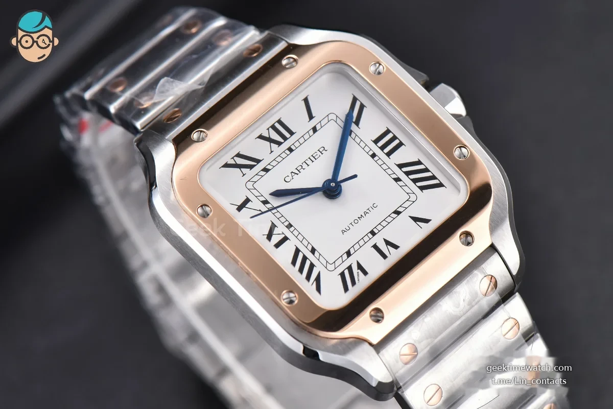 Santos de Cartier Medium BVF 35MM RG/SS White Dial RG/SS Bracelet MIYOTA 9039