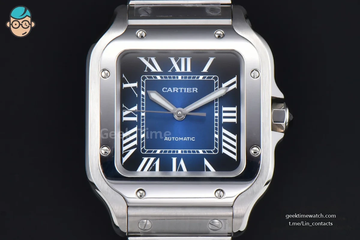 Santos de Cartier Medium SS BVF 35MM Blue Dial SS Bracelet MIYOTA 9039