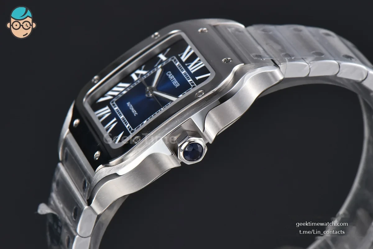Santos de Cartier Medium SS BVF 35MM Blue Dial SS Bracelet MIYOTA 9039