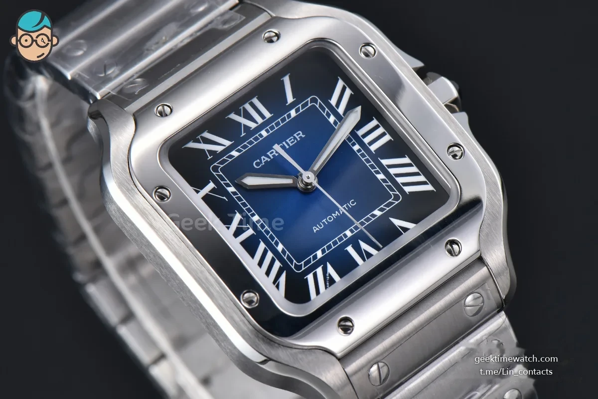Santos de Cartier Medium SS BVF 35MM Blue Dial SS Bracelet MIYOTA 9039