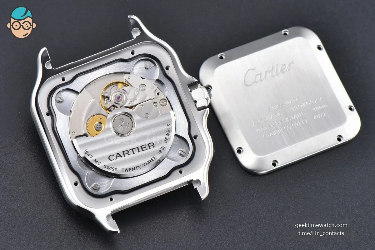 Santos de Cartier XL 40mm AF SS White Dial RG Bezel Black Rubber Strap MIYOTA 9015