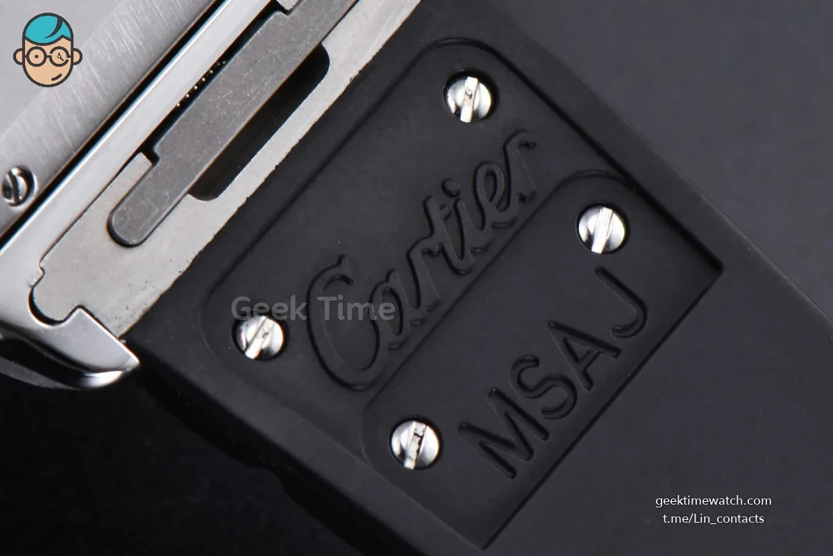 Santos de Cartier XL 40mm AF SS White Dial RG Bezel Black Rubber Strap MIYOTA 9015