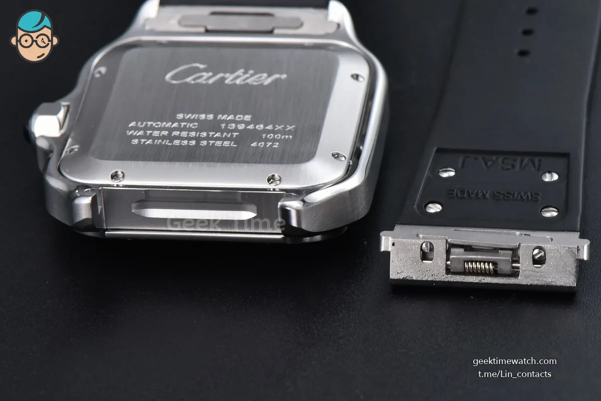 Santos de Cartier XL 40mm AF SS White Dial RG Diamond Bezel Black Rubber Strap MIYOTA 9015
