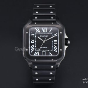 Santos de Cartier XL 40mm PVD AF Black Dial Black Rubber Strap MIYOTA 9015