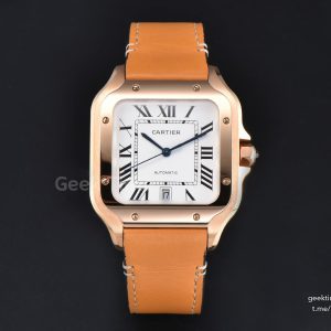 Santos de Cartier XL 40mm RG AF White Dial Orange Leather Strap MIYOTA 9015