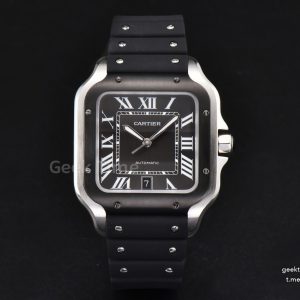 Santos Large 40mm GF Black Dial Black Rubber Strap MIYOTA 9015