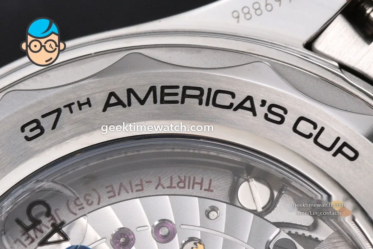 SeaMaster 300M VSF White Dial Blue Bezel Steel bracelet VS8800 clone movment(with free rubber strap )