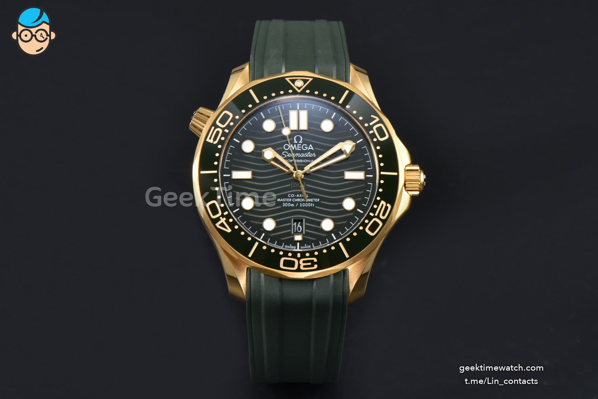 Seamaster Diver 300M 42mm VSF YG Green Bezel Green Dial Green Rubber Strap A8800