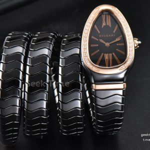 Serpenti Spiga RG 35MM BVF Polycyclic Black Ceramic Black Dial Diamond Bezel Quartz