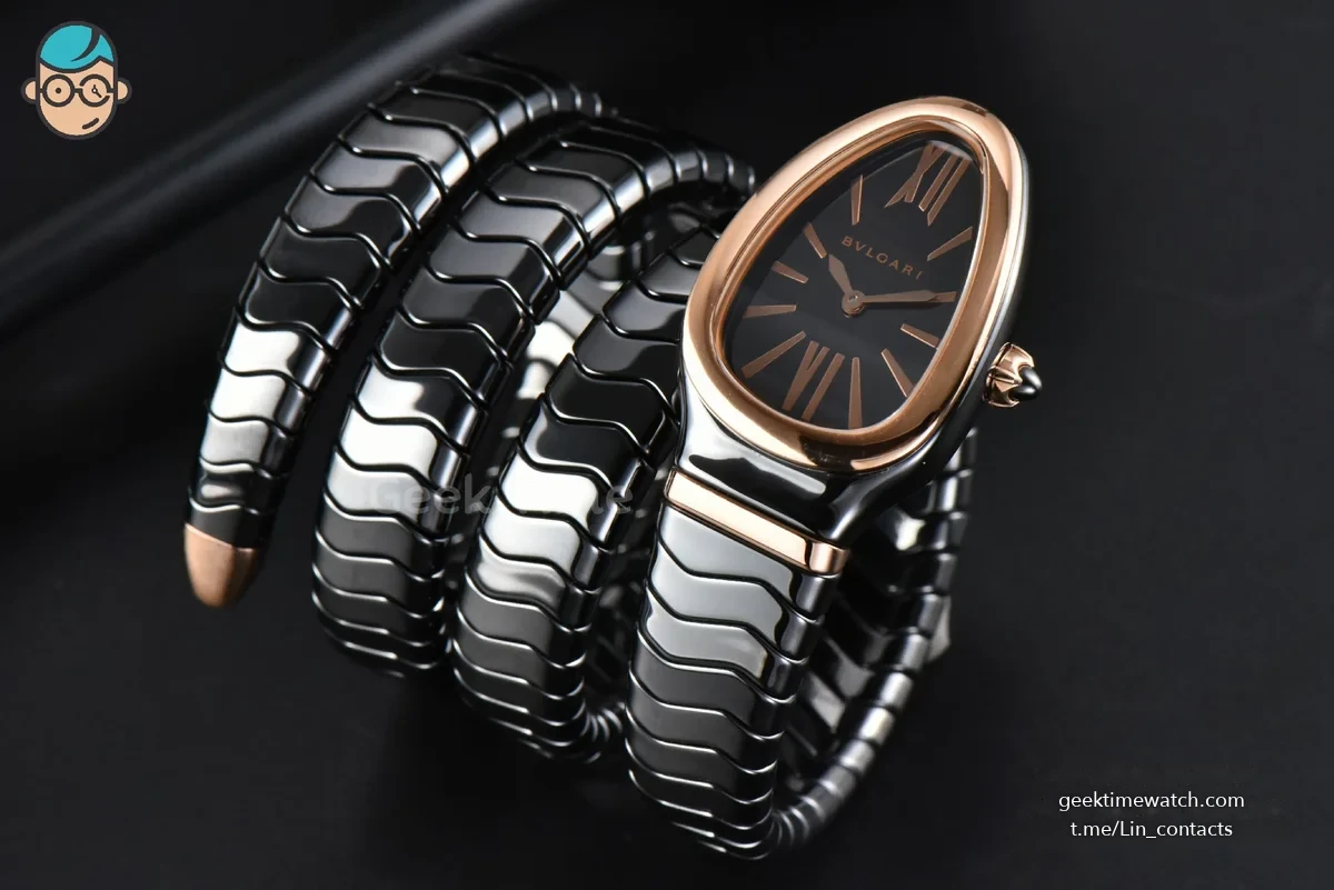 Serpenti Spiga RG 35MM BVF Polycyclic Black Ceramic Black Dial Quartz