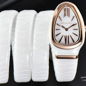 Serpenti Spiga RG 35MM BVF Polycyclic White Ceramic White Dial Quartz
