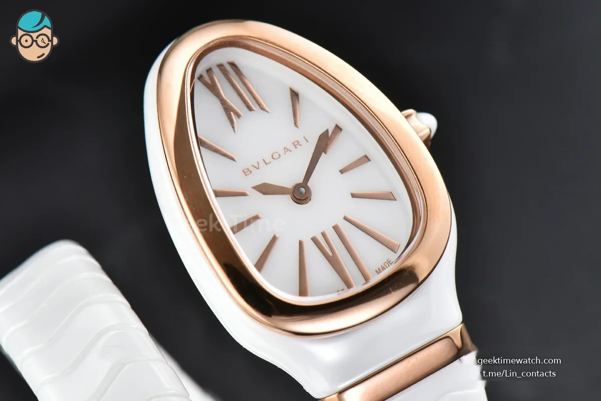 Serpenti Spiga RG 35MM BVF White Ceramic White Dial Quartz