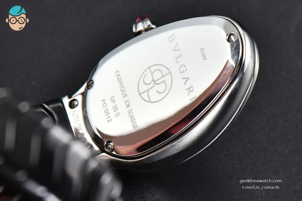 Serpenti Spiga SS 35MM BVF Black Ceramic Black Dial Diamond Bezel Quartz