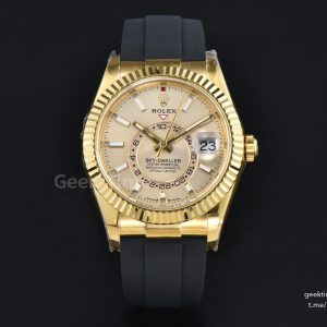 Sky-Dweller 336238 42mm ZF YG Case Gold Dial Rubber Oysterflex Strap (Tungsten)