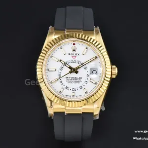 Sky-Dweller 336238 42mm ZF YG Case White Dial Rubber Oysterflex Strap (Tungsten)