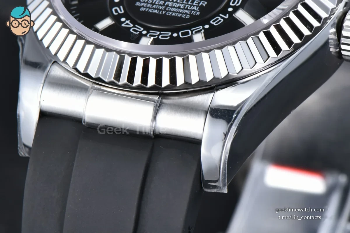 Sky-Dweller 336239 42mm ZF SS Black Dial Rubber Oysterflex Strap (Tungsten)