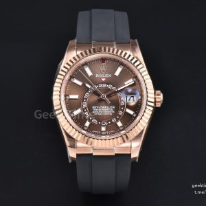 Sky-Dweller 336935 42mm ZF RG Case Brown Dial Rubber Oysterflex Strap A23J (Tungsten)