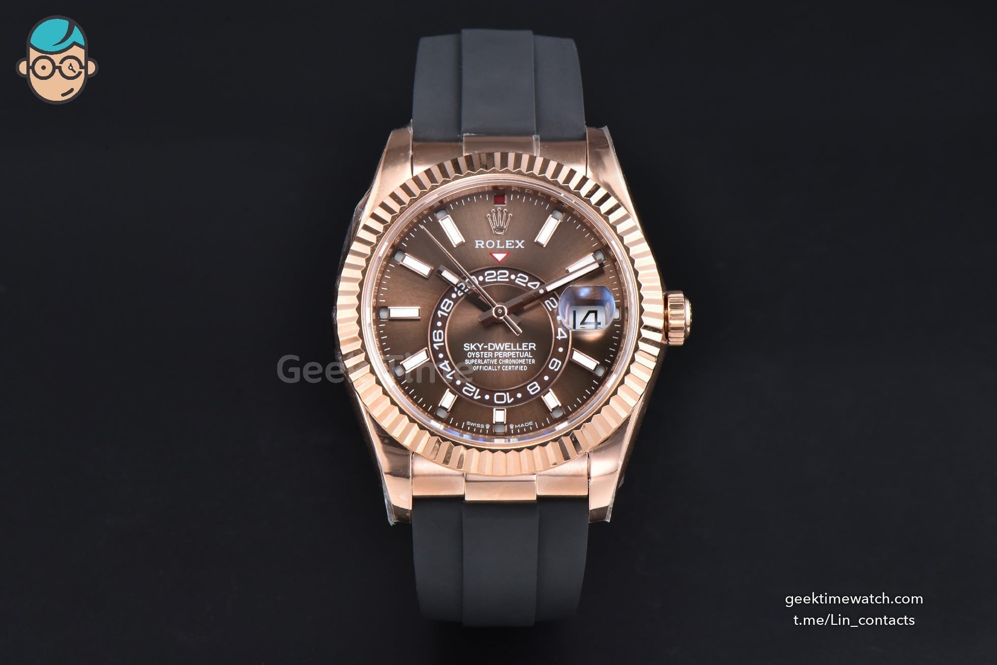 Sky-Dweller 336935 42mm ZF RG Case Brown Dial Rubber Oysterflex Strap A23J (Tungsten)