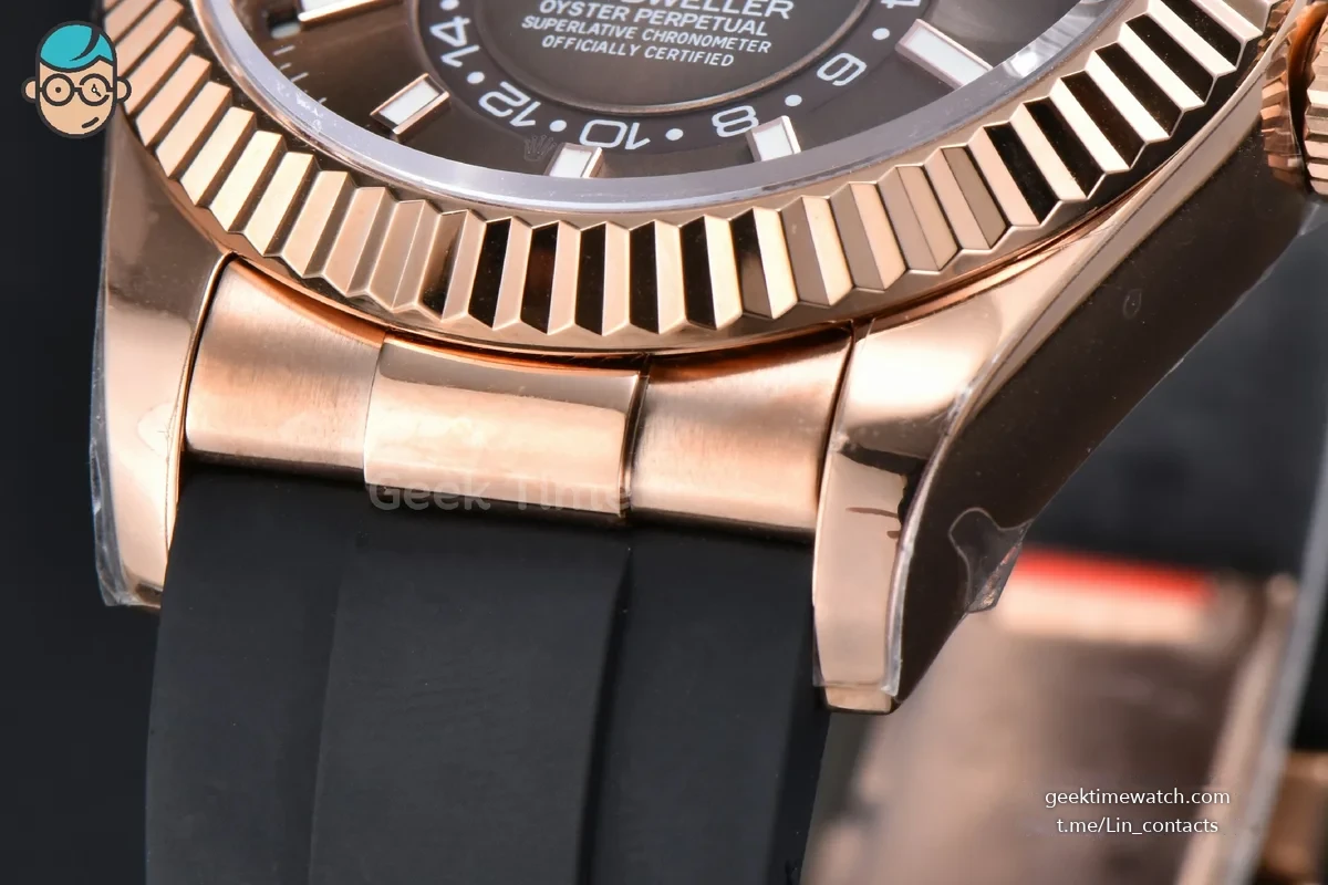 Sky-Dweller 336935 42mm ZF RG Case Brown Dial Rubber Oysterflex Strap A23J (Tungsten)