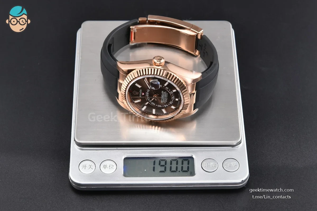 Sky-Dweller 336935 42mm ZF RG Case Brown Dial Rubber Oysterflex Strap A23J (Tungsten)