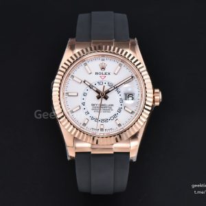 Sky-Dweller 336935 42mm ZF RG Case White Dial Rubber Oysterflex Strap  (Tungsten)