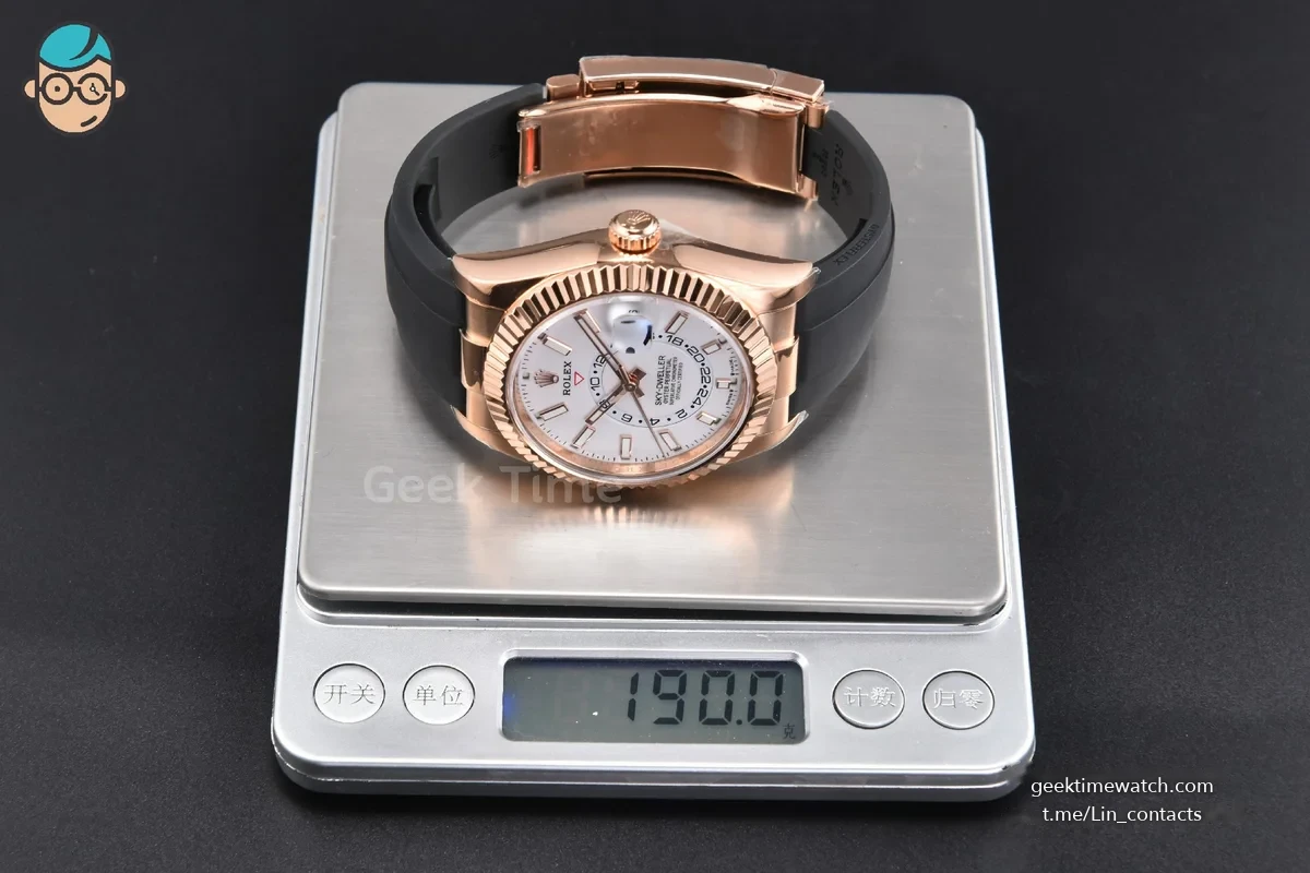 Sky-Dweller 336935 42mm ZF RG Case White Dial Rubber Oysterflex Strap (Tungsten)