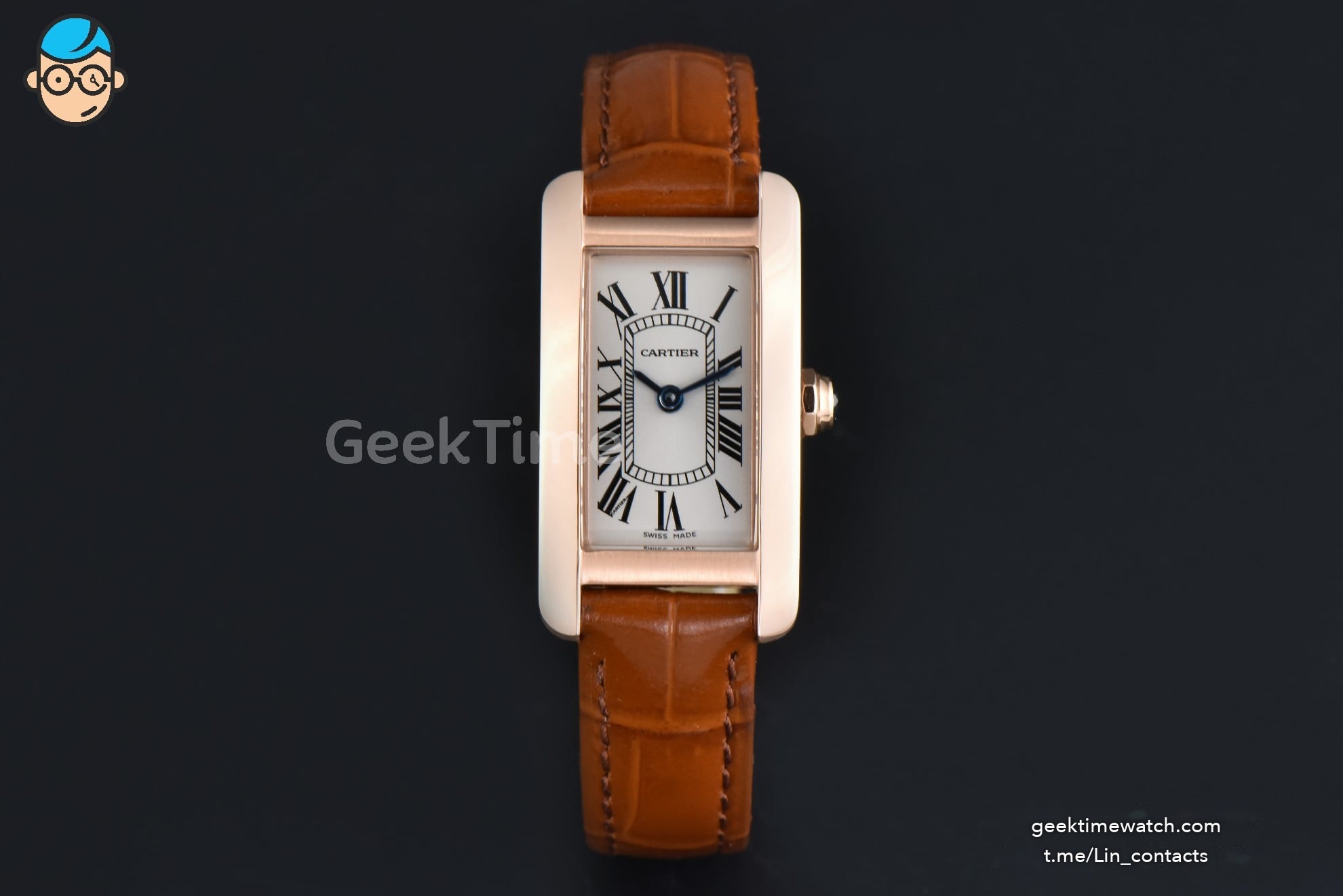 Tank Américaine Small 35.8mmx19mm RG 8848F Brown Leather Strap Quartz