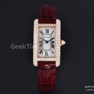 Tank Américaine Small 35.8mmx19mm RG 8848F Diamond Bezel Red Leather Strap Quartz