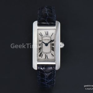 Tank Américaine Small 35.8mmx19mm SS 8848F Dark Black Leather Strap Quartz