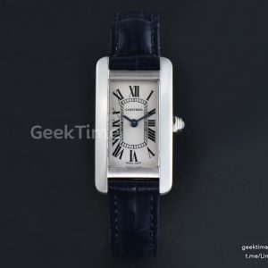 Tank Américaine Small 35.8mmx19mm SS 8848F Dark Blue Leather Strap Quartz