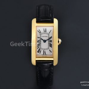 Tank Américaine Small 35.8mmx19mm YG 8848F Black Leather Strap Quartz