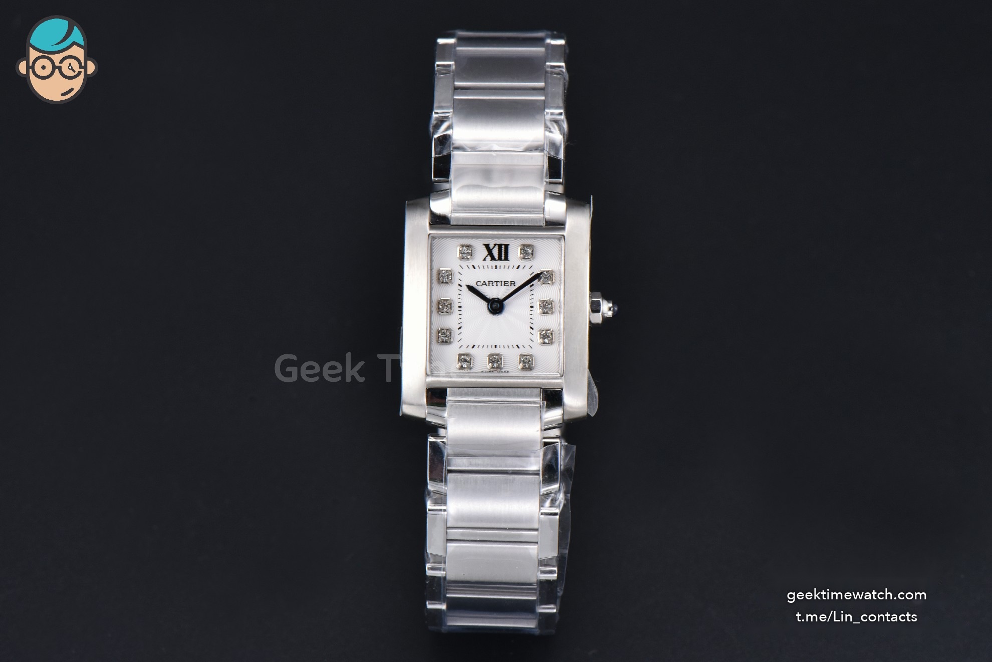 Tank Francaise Small 25.7mmx21.2mm 8848F Diamond Marker SS Bracelet Quartz