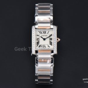 Tank Francaise Small Diamond 25.7mmx21.2mm 8848F RG/SS Bracelet Quartz