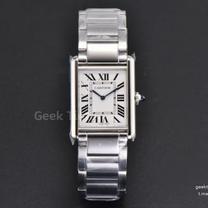 Tank Must Large 33.7mmx25.5mm K11F White Dial SS Bracelet Ronda Quartz