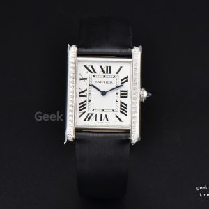 Tank Must Large 33.7×25.5mm Diamond K11F White Dial Brushed Calf Strap Quartz