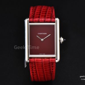 Tank Must Large 33.7×25.5mm K11F Red Dial Red Corc Texture Leather Strap Quartz