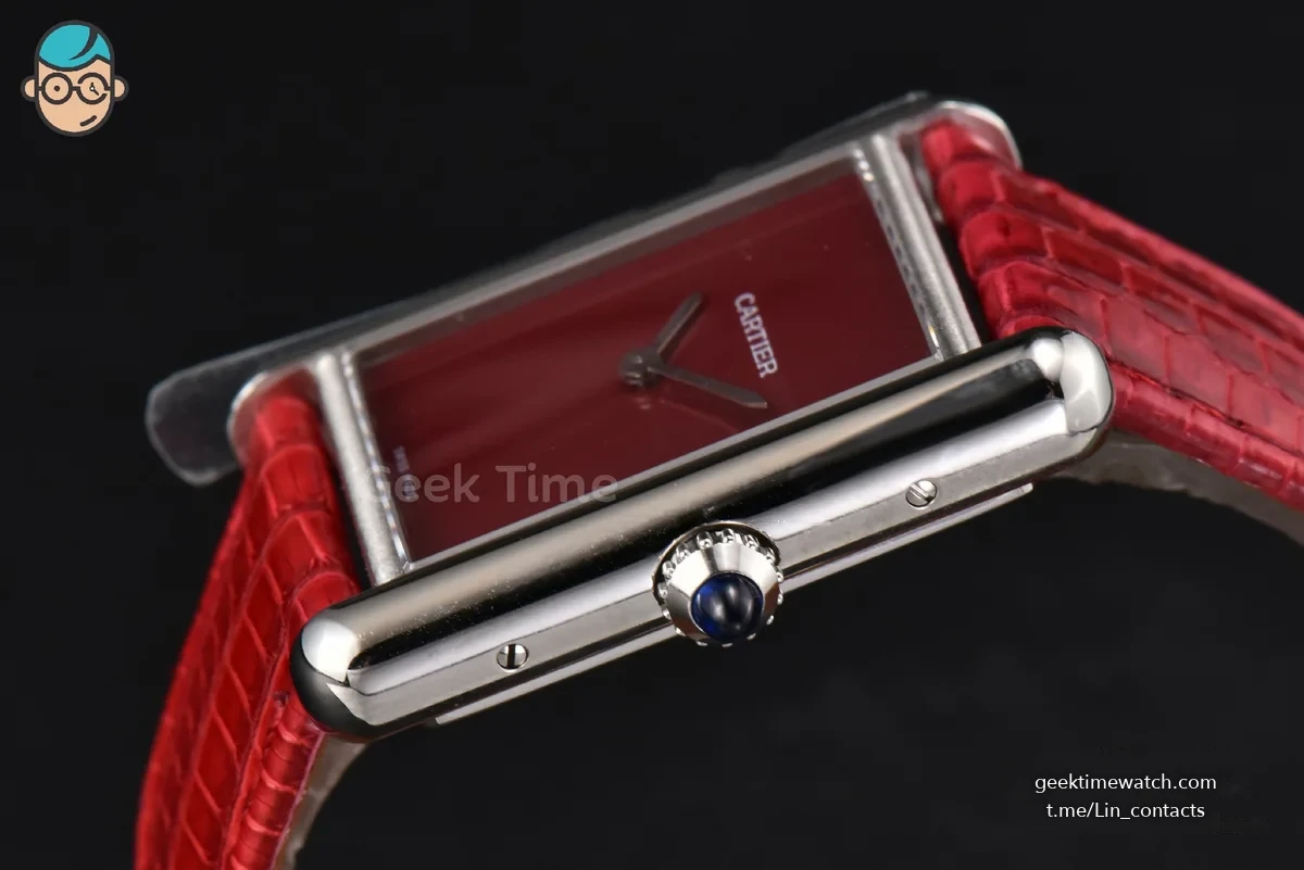 Tank Must Large 33.7×25.5mm K11F Red Dial Red Corc Texture Leather Strap Quartz