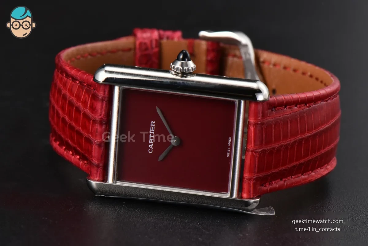 Tank Must Large 33.7×25.5mm K11F Red Dial Red Corc Texture Leather Strap Quartz