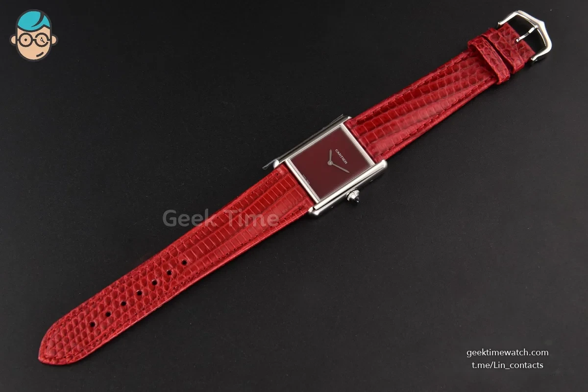 Tank Must Large 33.7×25.5mm K11F Red Dial Red Corc Texture Leather Strap Quartz