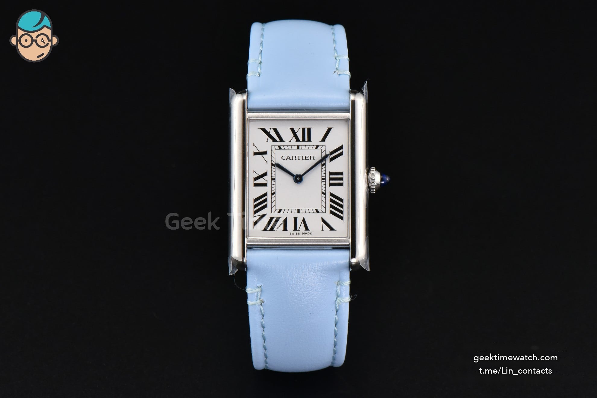 Tank Must Large 33.7×25.5mm K11F White Dial Blue Smooth Calf Strap Quartz