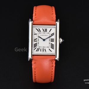 Tank Must Large 33.7×25.5mm K11F White Dial Orange Smooth Calf Strap Quartz