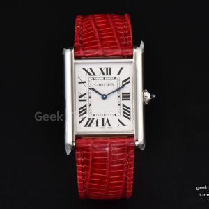 Tank Must Large 33.7×25.5mm K11F White Dial Red Croc Texture Strap Quartz