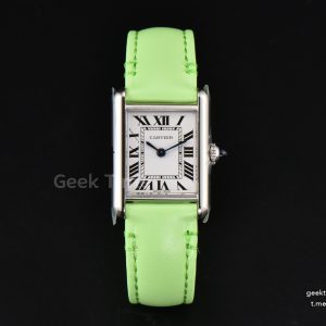 Tank Must Small 29.5×22mm K11F White Dial Green Smooth Calf Strap Quartz