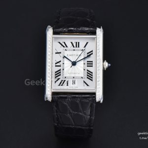 Tank Solo XL Automatic 31mm x 41mm SS Diamond AF Black Croc Textured Leather Strap 9015