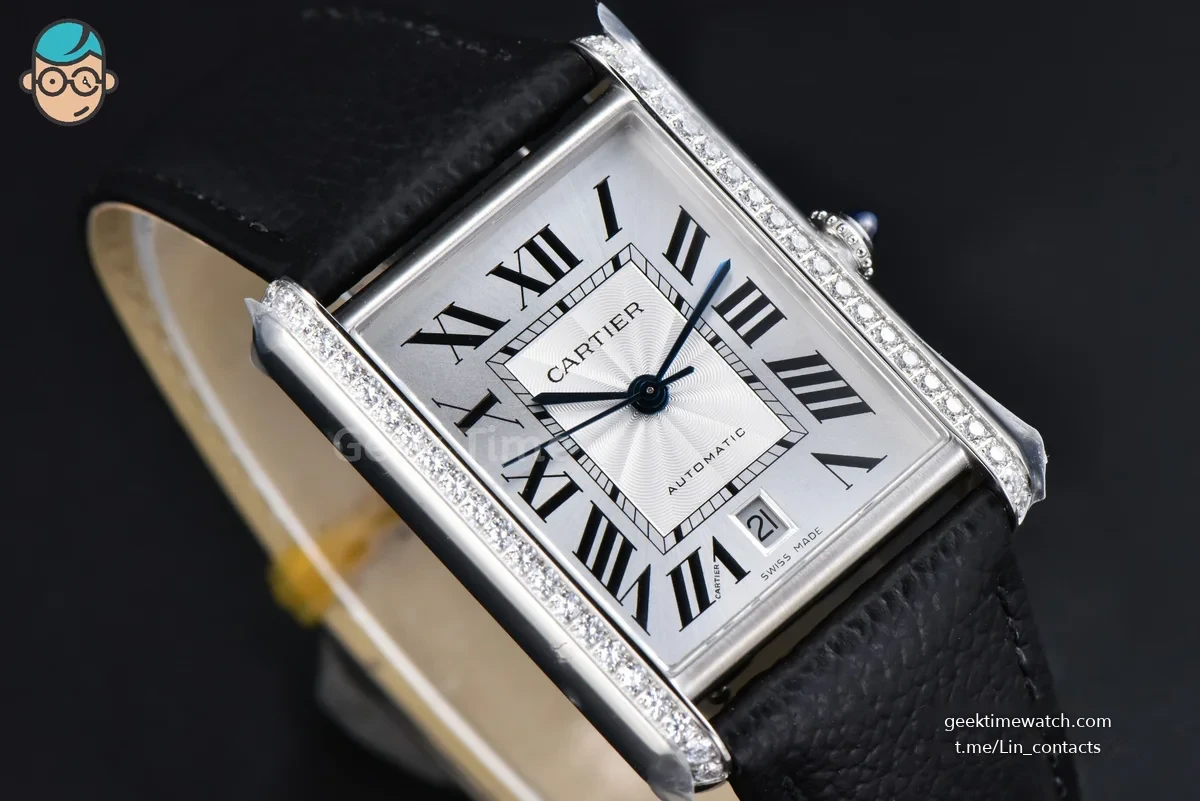 Tank Solo XL Automatic 31mm x 41mm SS Diamond AF Black Leather Strap 9015