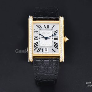 Tank Solo XL Automatic 31mm x 41mm YG Diamond AF Black Croc Textured Leather Strap 9015