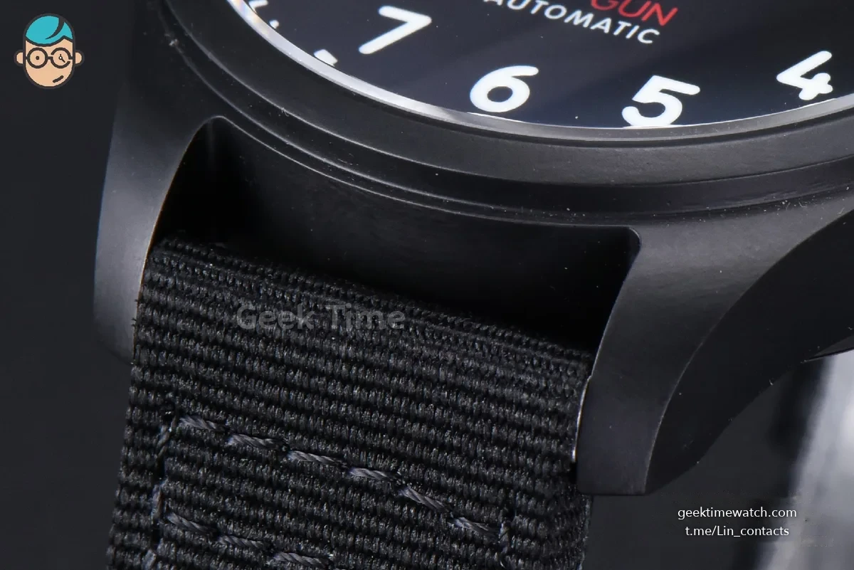 Top Gun IW326901 Ceramic 41mm M+F Black Dial Black Nylon Strap A2892