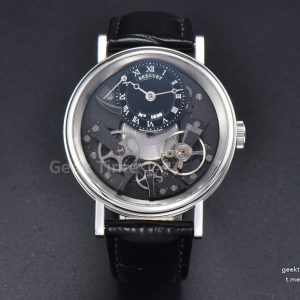Tradition 7057BB ZF 40MM Gray Dial Black Subdial Black Leather Strap A505