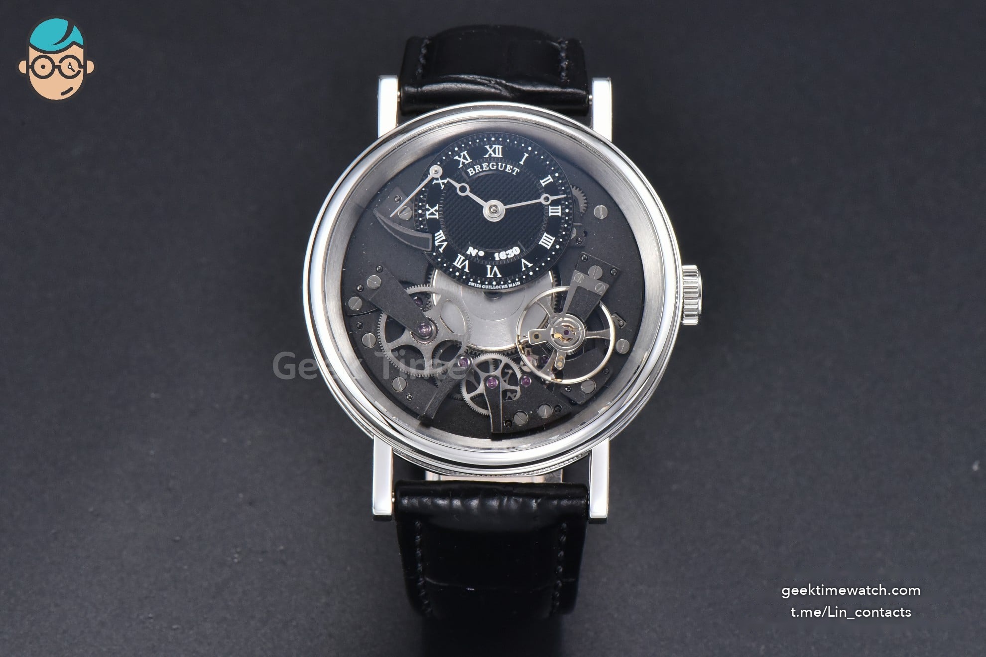 Tradition 7057BB ZF 40MM Gray Dial Black Subdial Black Leather Strap A505