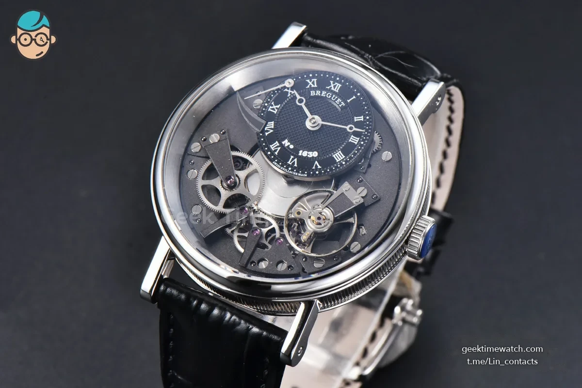Tradition 7057BB ZF 40MM Gray Dial Black Subdial Black Leather Strap A505